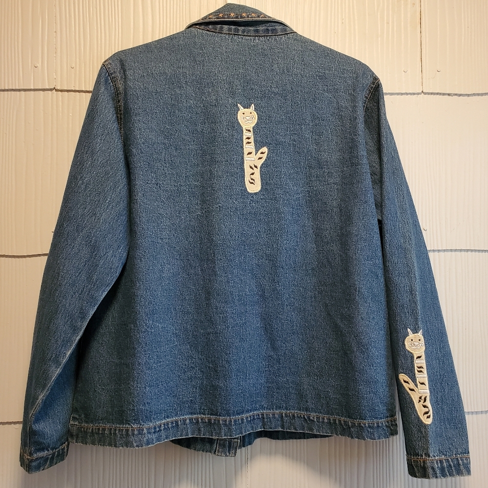 Cat Jean Jacket Vintage Women's Large. New Identity. - Picture 5 of 6